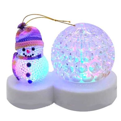 Новорічний світильник проектор диско куля Сніговик