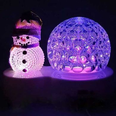 Новорічний світильник проектор диско куля Сніговик