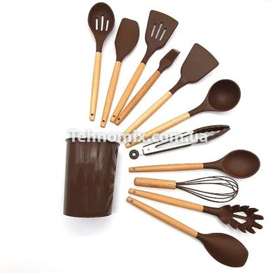 Кухонный набор из 12 предметов Kitchen Art с бамбуковой ручкой Коричневый