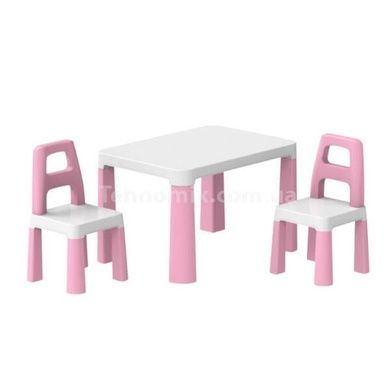 Комплект детской мебели Стол и 2 стульчика пластиковый разборной Technok Toys 0457 Розовый с белым