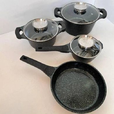 Набор посуды гранитный 7 предметов HIGHER+KITCHEN HK-315 Черный