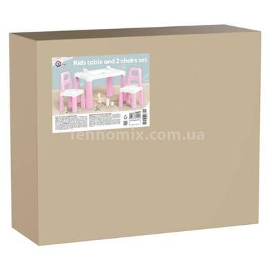 Комплект детской мебели Стол и 2 стульчика пластиковый разборной Technok Toys 0457 Розовый с белым