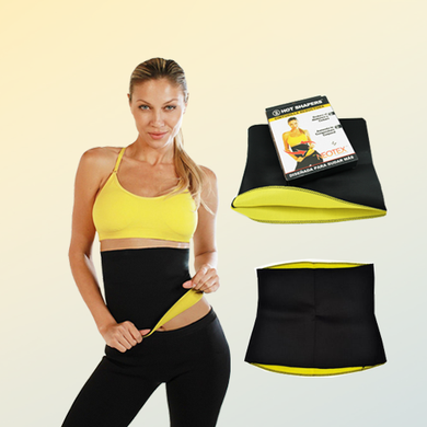 Пояс для похудения Hot Shapers цельный Черный с желтым р-р XXL