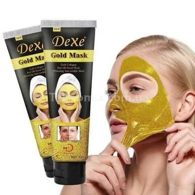 Золота маска-плівка з біозолотом та колагеном для обличчя Dexe Gold Mask