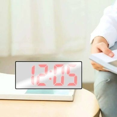 Часы настольные зеркальные 898 Красная подсветка