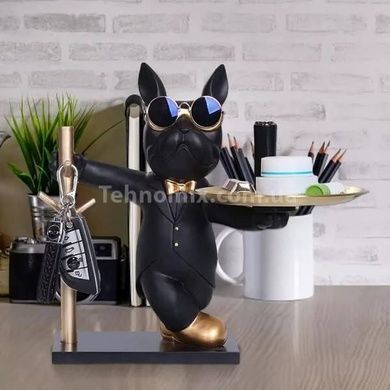Статуетка підставка для ключів та дрібниць Бульдог Чорний