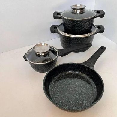Набор посуды гранитный 7 предметов HIGHER+KITCHEN HK-315 Черный
