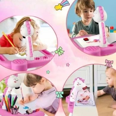Детский стол для рисования Единорог со светодиодной подсветкой Project Painting Розовый