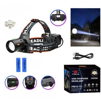 Фонарь налобный аккумуляторный 2x18650 NIGHT VISION FLUORESCENCE BL-T207-TG Черный