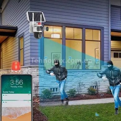 Камера видеонаблюдения уличная с солнечной панелью Wi-Fi IP66 4G 12mp JE-190-2 Белая