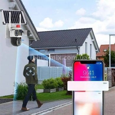 Камера видеонаблюдения уличная с солнечной панелью Wi-Fi IP66 4G 12mp JE-190-2 Белая