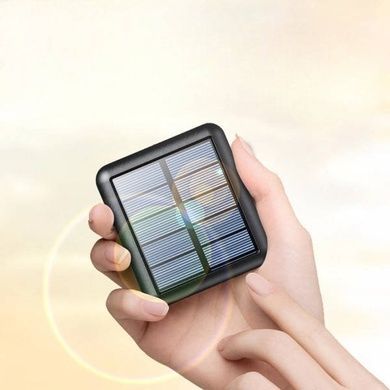 Power Bank із вбудованими кабелями для заряджання та сонячною панеллю 20000 mAh Чорний