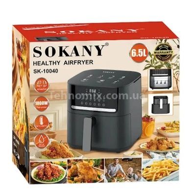 Аерофритюрниця 6,5л 1800Вт 36.2x36.2x34.5см Sokany SK-10040 Чорна