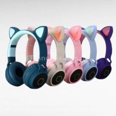 Беспроводные Bluetooth наушники с кошачьими ушками BT028 Фиолетовые