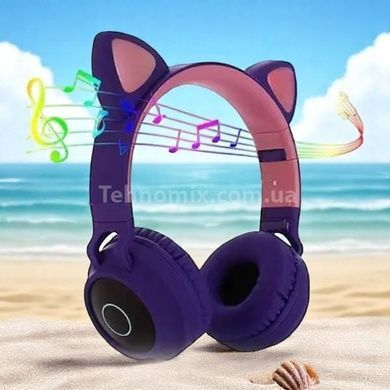 Беспроводные Bluetooth наушники с кошачьими ушками BT028 Фиолетовые