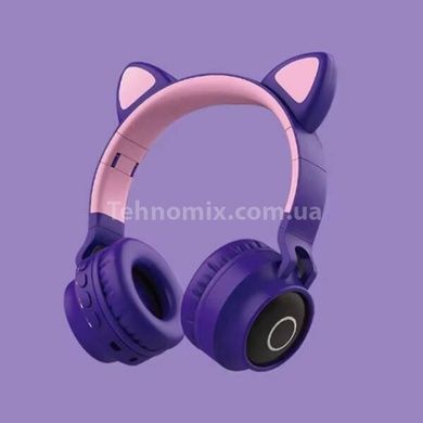 Беспроводные Bluetooth наушники с кошачьими ушками BT028 Фиолетовые