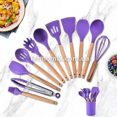 Кухонний набір з 12 предметів Kitchen Art з бамбуковою ручкою Фіолетовий