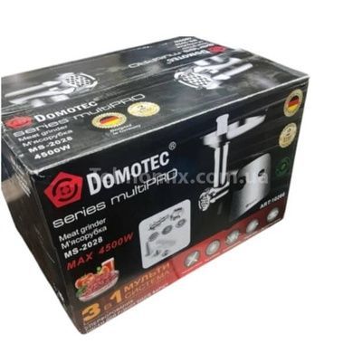 М'ясорубка з насадками для виготовлення домашніх ковбас 4500Вт Domotec MS 2028 Чорна