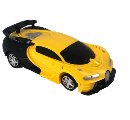 Машинка Трансформер Bugatti Robot Car Size 1:18 ЖЕЛТАЯ (Variable Mars)
