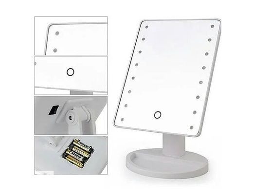 Настольное зеркало для макияжа Mirror c LED подсветкой 16 диодов квадратное Белое