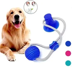 Игрушка для собак канат на присоске с мячом Pet molar toys Синяя