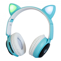Беспроводные Bluetooth наушники с кошачьими ушками ST-77M Голубые