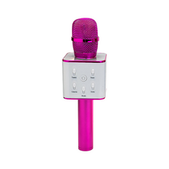 Портативный беспроводной микрофон караоке q7 розовый + чехол