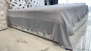 Покривало-піке з помпонами Dantela Gri 200х220см Бавовна