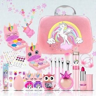 Набор детской косметики и аксессуаров в чемоданчике 28в1 HEANING FlyBeauty Washable Cosmetic Розовый