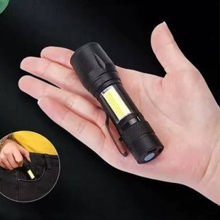 Ручний світлодіодний туристичний LED ліхтар із бічним світлом Charging Flashlight Чорний