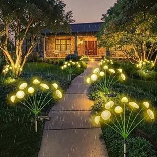 Садовый светильник на солнечной батарее, 6 LED плафонов тёплый свет 68см Белые цветы