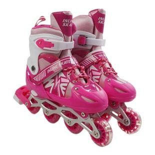 Ролики раздвижные 41082-L р 39-43 Розовые с белым