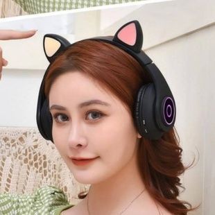 Беспроводные наушники Bluetooth с кошачьими ушками LED СXT-B39 CATS Черные