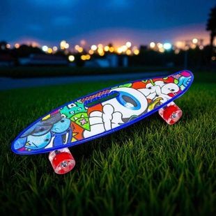 Пенни борд со светящимися колесами PU Penny Board EYE Гаффити глаз