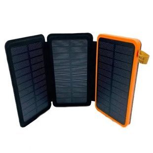 Power Bank із трьома сонячними панелями для автономної зарядки 10000 mAh Чорний з помаранчевим