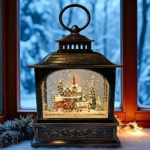 Новорічний нічник Вінтажний ліхтар Сани з подарунками XMAS WDL-24072D Коричневий