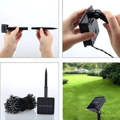 Гирлянда уличная с солнечной панелькой 5м Solar 100LED холодный свет RP44 Черная