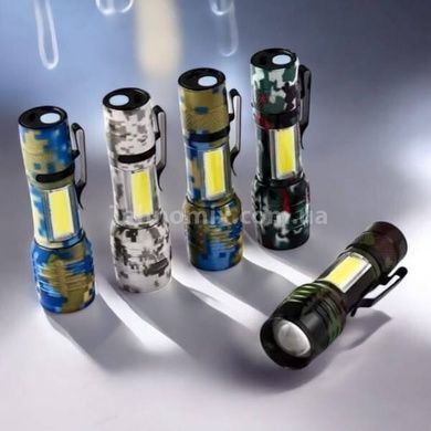 Ручной светодиодный туристический LED фонарь с боковым светом Charging Flashlight Черный