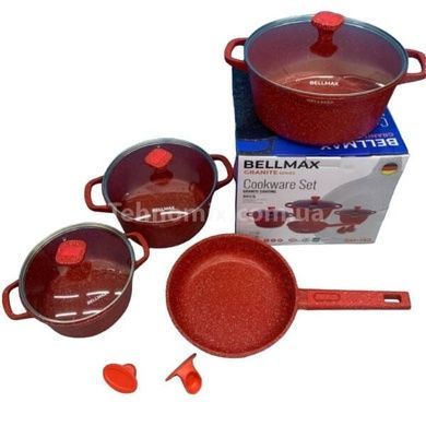 Набор посуды 9 предметов Bellmax Cookware Set BM-152 Красный