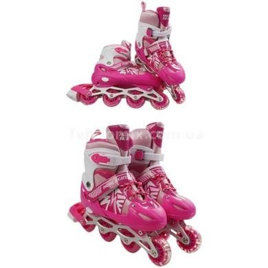 Ролики раздвижные 41082-L р 39-43 Розовые с белым