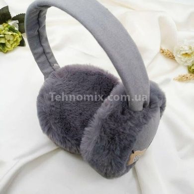 Теплые наушники из искуственного меха Серые груша
