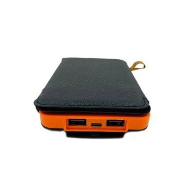 Power Bank с тремя солнечными панелями для автономной зарядки 10000 mAh Черный с оранжевым