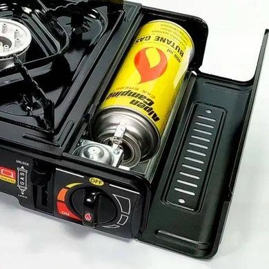 Плита газовая туристическая на 2 конфорки под газовые баллоны Alpen Camping Texas Черная