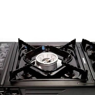 Плита газовая туристическая на 2 конфорки под газовые баллоны Alpen Camping Texas Черная