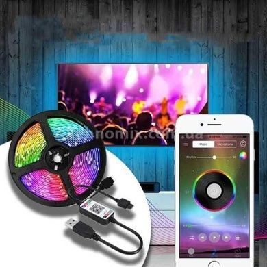 Стрічка світлодіодна 5м LED Tape COBA CB5050 RGB від USB з пультом