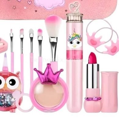 Набір дитячої косметики та аксесуарів у валізці 28в1 HEANING FlyBeauty Washable Cosmetic Рожевий