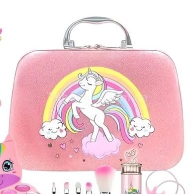 Набір дитячої косметики та аксесуарів у валізці 28в1 HEANING FlyBeauty Washable Cosmetic Рожевий
