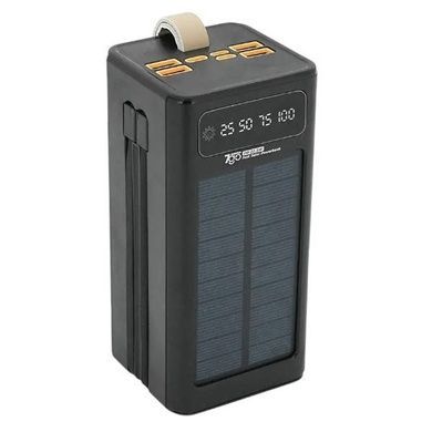 Powerbank с солнечной панелью,дисплеем и шнурами PD22.5W 50000mAh 7GO GPW-01 Li-pol, Type-C, 2xUSB Type-C, 4xUSB Type-A Черный