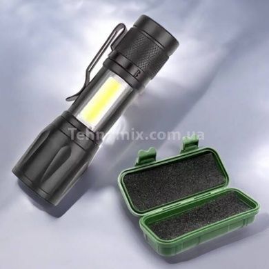 Ручной светодиодный туристический LED фонарь с боковым светом Charging Flashlight Черный
