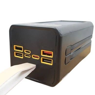 Powerbank с солнечной панелью,дисплеем и шнурами PD22.5W 50000mAh 7GO GPW-01 Li-pol, Type-C, 2xUSB Type-C, 4xUSB Type-A Черный